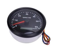 Leftwei Tachymètre de Bateau de 110mm avec Rétro-éclairage 7 Couleurs, Jauge de RPM Précise pour Camion Tracteur Voiture RV Bateau DC 9-32V (Cadran noir Lunette noire CXA007B)