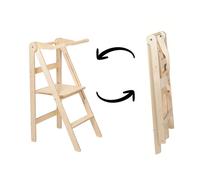 leg&go Tour d’apprentissage pliable en bois avec barre de sécurité, Bois naturel