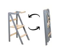 leg&go Tour d’apprentissage pliable en bois avec barre de sécurité, Gris