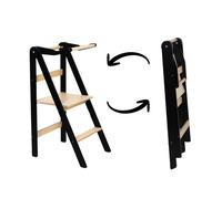 leg&go Tour d’apprentissage pliable en bois avec barre de sécurité, Noir