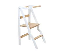 leg&go Tour d’apprentissage pliable ZigZag en bois avec barre de sécurité, Blanche