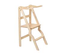 leg&go Tour d’apprentissage pliable ZigZag en bois avec barre de sécurité, Bois naturel