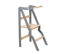 leg&go Tour d’apprentissage pliable ZigZag en bois avec barre de sécurité, Gris