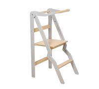 leg&go Tour d’apprentissage pliable ZigZag en bois avec barre de sécurité, Gris pastel