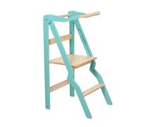 leg&go Tour d’apprentissage pliable ZigZag en bois avec barre de sécurité, Turquoise