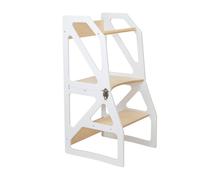 leg&go Tour de Cuisine Transformable en bois Modustep, Tour d’apprentissage 2 en 1, Blanc