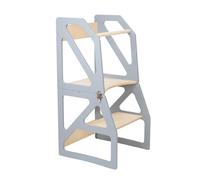 leg&go Tour de Cuisine Transformable en bois Modustep, Tour d’apprentissage 2 en 1, Gris