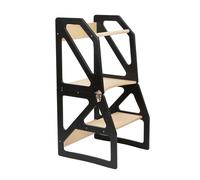 leg&go Tour de Cuisine Transformable en bois Modustep, Tour d’apprentissage 2 en 1, Noir