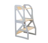 leg&go Tour de Cuisine Transformable en bois Securestep, Tour d’apprentissage 2 en 1, gris