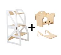 leg&go Tour de Cuisine Transformable Modustep 2 en 1 - Set Chaise Haute + Plateau, blanc
