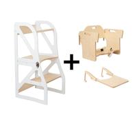 leg&go Tour de Cuisine Transformable Securestep 2 en 1 - Set Chaise Haute + Plateau, blanc
