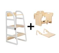 leg&go Tour de Cuisine Transformable Sleekstep 2 en 1 - Set Chaise Haute + Plateau, blanc
