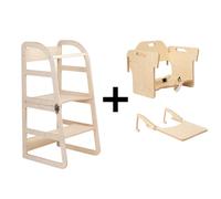 leg&go Tour de Cuisine Transformable Sleekstep 2 en 1 - Set Chaise Haute + Plateau, Bois naturel