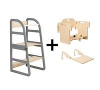 leg&go Tour de Cuisine Transformable Sleekstep 2 en 1 - Set Chaise Haute + Plateau, gris