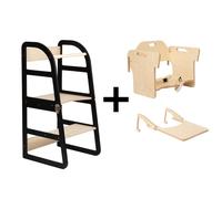 leg&go Tour de Cuisine Transformable Sleekstep 2 en 1 - Set Chaise Haute + Plateau, noir
