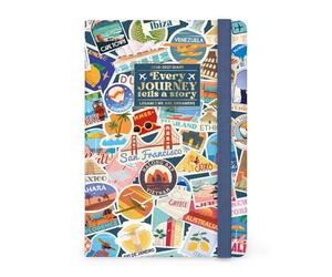 Legami - Agenda hebdomadaire illustré 2026-2027, Travel Stickers, 16 mois, format moyen, de septembre 2026 à décembre 2027, fermeture à élastique, papier certifié FSC, 12 x 18 cm