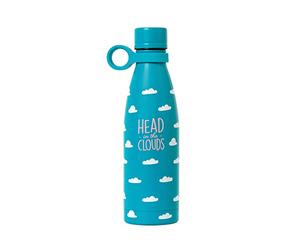 Legami - Bouteille thermique chaude & Cold, 500 ml, Ø 7 cm, légère et résistante, fermeture hermétique, poignée en silicone amovible, thème nuage, tête dans le cloud, sans BPA et phtalates