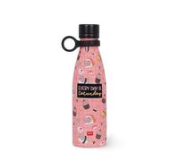 Legami Bouteille thermos Hot&Cold 500 ml inox, poignée silicone amovible, 12h chaud/24h froid, sans BPA
