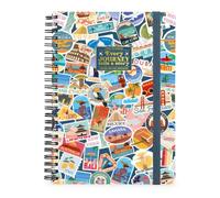 LEGAMI - Cahier à spirale ligné Maxi, Travel Stickers, 21 x 29 cm