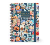 LEGAMI - Cahier à spirales ligné 7 mm, Travel Stickers, Large, Format A4, Papier certifié FSC, Contient 1 feuille d'autocollants, 160 pages, Fermeture élastique, 15 x 21 cm