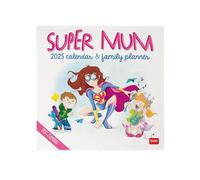 Legami Calendrier mural 2025, grand calendrier mural 30 x 29 cm, 12 mois et planificateur annuel, espace pour notes et notes, en anglais, signes du zodiaque et fêtes internationales, Super Mum