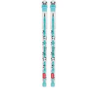 LEGAMI - Crayon empilable avec caoutchouc Take a Tip, Thème Panda, 11 Mine 2B, Pas besoin de taille-crayon, facile à utiliser, petit caoutchouc TPR inclus, en ABS (Lot de 2)