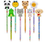 Legami Crayons HB Squeezies, Embouts Anti-Stress Souples, Lot de 8 Modèles | Embout Souple et Pressant, Soulagement Sensoriel du Stress, Plomb Solide, Papeterie sur Thème Kawaii