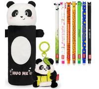 LEGAMI Ensemble de 7 stylos gel effaçables + trousse à crayons super douce + porte-clés en peluche cadeau | Papeterie pour la rentrée des classes pour enfants, adolescents et étudiants | Designs
