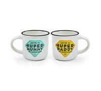Legami - Espresso For Two, 2 tasses à café en porcelaine New Bone China, capacité 50 ml, thème Mum and Dad, lavables au lave-vaisselle, utilisables au micro-ondes