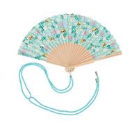 LEGAMI - Éventail pliable ¡Que Calor! motif Bee, cordon amovible et réglable assorti, en polyester, manche en bois, 3,6 x 23 cm