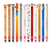 LEGAMI Fur-ever Friends Édition Limitée + Farm Sweet Farm Lot de 12 stylos gel effaçables avec encre thermosensible, gamme de couleurs d'encre et designs de barillet, pointe de 0,7 mm, designs