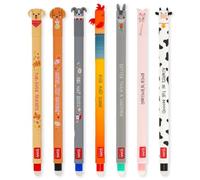 LEGAMI Fur-ever Friends + Farm Sweet Farm Ensemble de 7 stylos gel effaçables avec encre thermosensible, encre colorée et designs sur le thème des animaux, pointe de 0,7 mm, chiens et animaux de la