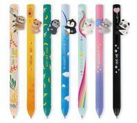 LEGAMI Hugging Lot de 7 stylos à bille rétractables sur le thème des | Stylos d'écriture rechargeables - Motifs d'animaux amusants - Léger - Mécanisme à clic - Fournitures de papeterie