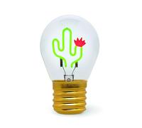 LEGAMI - Lampe de table en forme d'ampoule, rechargeable avec câble USB, sans fil, imitation ampoule, thème Cactus, 6,8 x 10,3 cm
