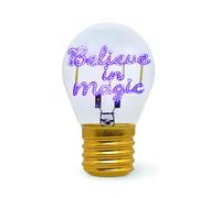 LEGAMI - Lampe de table en forme d'ampoule, rechargeable avec câble USB, sans fil, imitation ampoule, thème Believe in Magic, 6,8 x 10,3 cm