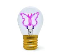 LEGAMI - Lampe de table en forme d'ampoule, rechargeable avec câble USB, sans fil, imitation ampoule, thème Butterfly, 6,8 x 10,3 cm