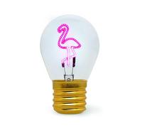 LEGAMI - Lampe de table en forme d'ampoule, rechargeable avec câble USB, sans fil, imitation ampoule, thème Flamingo, 6,8 x 10,3 cm