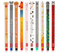 LEGAMI Lot de 10 Stylos Gel Effaçables - Motifs Animaux, Pointe 0,7mm | Encre thermosensible, correction facile, cinq couleurs d'encre, rechargeable, dix motifs de personnages