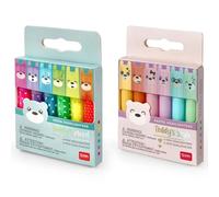 LEGAMI Lot de 12 mini surligneurs - Teddy's Mood & Teddy's Style - Couleurs pastel et fluo