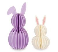 Legami – Lot de 2 petits lapins en papier pliables – Nid d'abeille, décor de Pâques violet