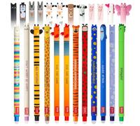 LEGAMI - Lot de 24 stylos gel effaçables avec encre thermosensible, gamme de couleurs d'encre et de motifs de baril, pointe de 0,7 mm, motifs animaux de la ferme et de la cour