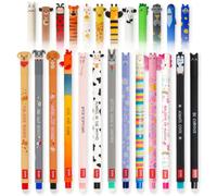 LEGAMI Lot de 25 stylos à encre gel effaçable - Motifs animaux - Pointe 0,7 | Encre thermosensible, correction facile, huit couleurs d'encre, rechargeable, 25 motifs de caractères