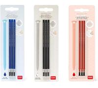 Legami Recharges pour stylo gel effaçable lot 3x3 13 cm 0,7 mm encre thermosensible bleu/noir/rouge