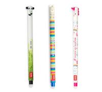 LEGAMI - Lot de 3 stylos gel avec gomme, mignons, stylos à encre effaçable, licorne, panda et lama, effaçables sans peau, pointe 0,7 mm
