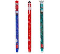 Legami - Lot de 3 stylos gel effaçables, édition Noël, stylos à encre effaçable thermosensible, rouge, bleu, vert