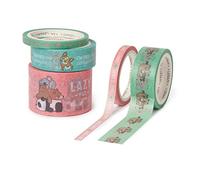 LEGAMI - Lot de 5 rubans adhésifs en papier, Tape by Tape, Cute Animals, colorés, pour coller, décorer et personnaliser, 3 tailles différentes, longueur de 5 mètres chacune