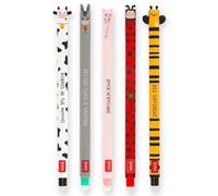 LEGAMI - Lot de 5 stylos gel effaçables avec encre thermosensible effaçable, gamme de couleurs d'encre et de designs de corps, pointe de 0,7 mm, coccinelle, vache, âne, cochon et abeille