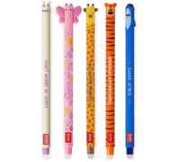 legami - Lot de 5 stylos gel effaçables avec encre thermosensible, gamme de couleurs d'encre et de designs, pointe de 0,7 mm