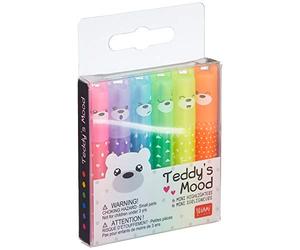 LEGAMI - Lot de 6 mini surligneurs, Teddy's Mood, Confezione da 1