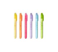 LEGAMI - Lot de 6 surligneurs effaçables, Magic Highlighters, double pointe pour surligner et effacer, pour traits fins et épais, jaune, orange, rouge, violet, bleu clair, vert